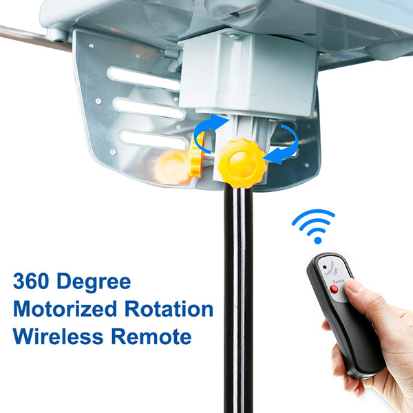 150 Mile Motorized 360 Degree Rotation OTA Amplified Outdoor HD TV Antenna - UHF/VHF/1080P Channels Wireless Remote control