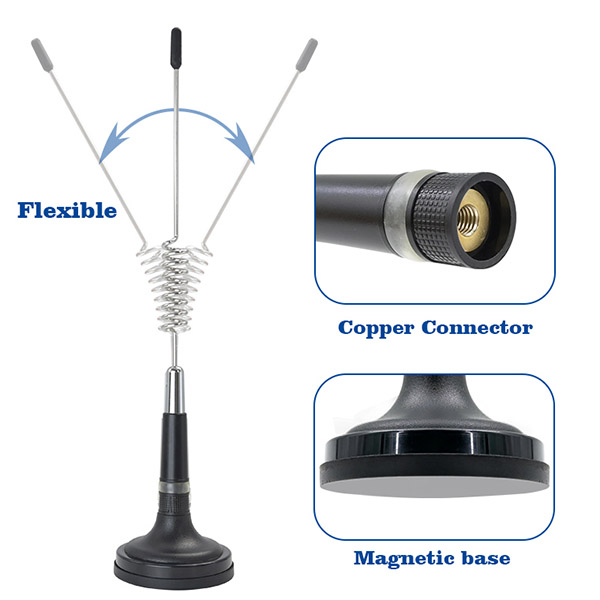 High quality With Spring Barrel Magnetic Base Mount Folded Whip 27mhz Radio CB Car Antenna