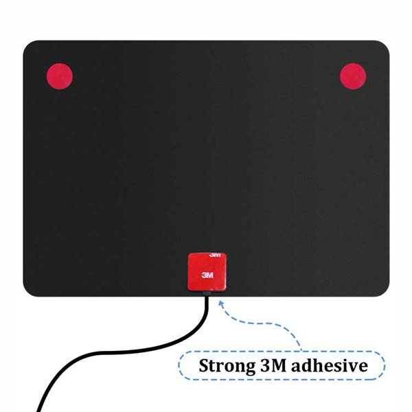 50 Mile Range 4K Amplified Ultra-Thin Indoor Plate HDTV Antenna with Detachable Amplifier Signal Booster